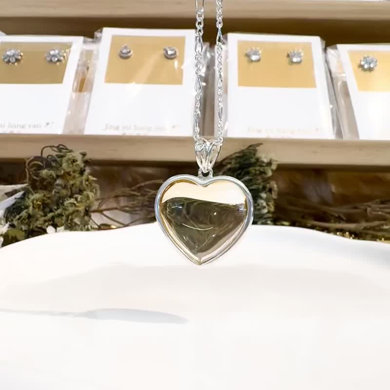 全天然黃水晶立體愛心蕾絲鏤空項鍊招正財事業正向能量 - 項鍊 - 水晶 黃色