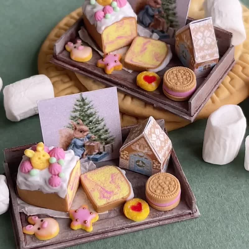 Christmas and New Year miniature for dollhouse, scale 1:12, polymer plastic - 公仔/玩偶 - 其他材質 多色