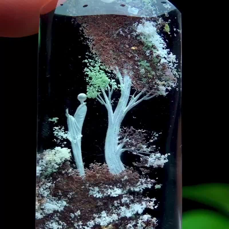 極品天然彩幽靈內雕悟道吊墜   打磨精細  內雕悟道  聽經悟禪 - 擺飾/家飾品 - 水晶