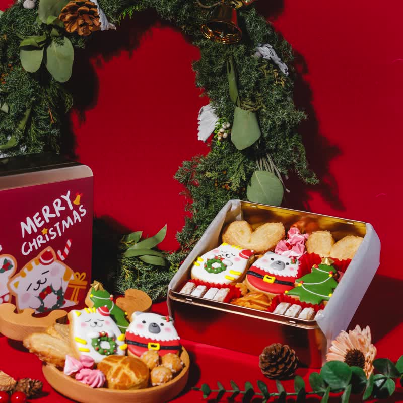 已售完Xmas聖誕節-熊酷酷和貓比比餅乾禮盒-交換禮物 (團購更優惠 - 蛋糕/甜點 - 新鮮食材 紅色
