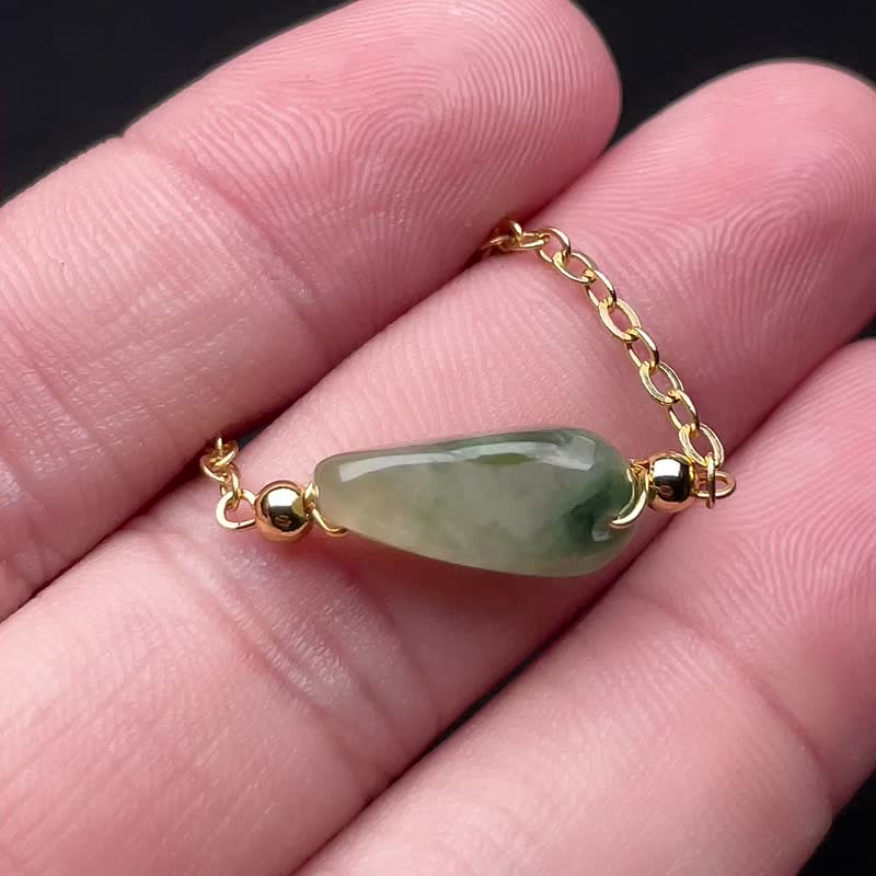 冰飄綠翡翠14K包金手鍊 | 天然緬甸玉翡翠A貨 - 手鍊/手環 - 玉石 綠色