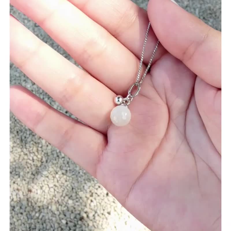 Misty Shimmer | White Moonstone Small Golf Crystal Pendant June Stone Lover's Stone - Necklaces - Gemstone White