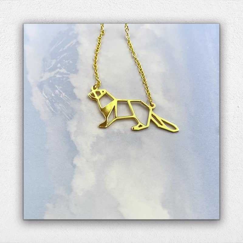 Otter Necklace Origami Animal Jewelry Sea gift for her - Necklaces - Copper & Brass Gold