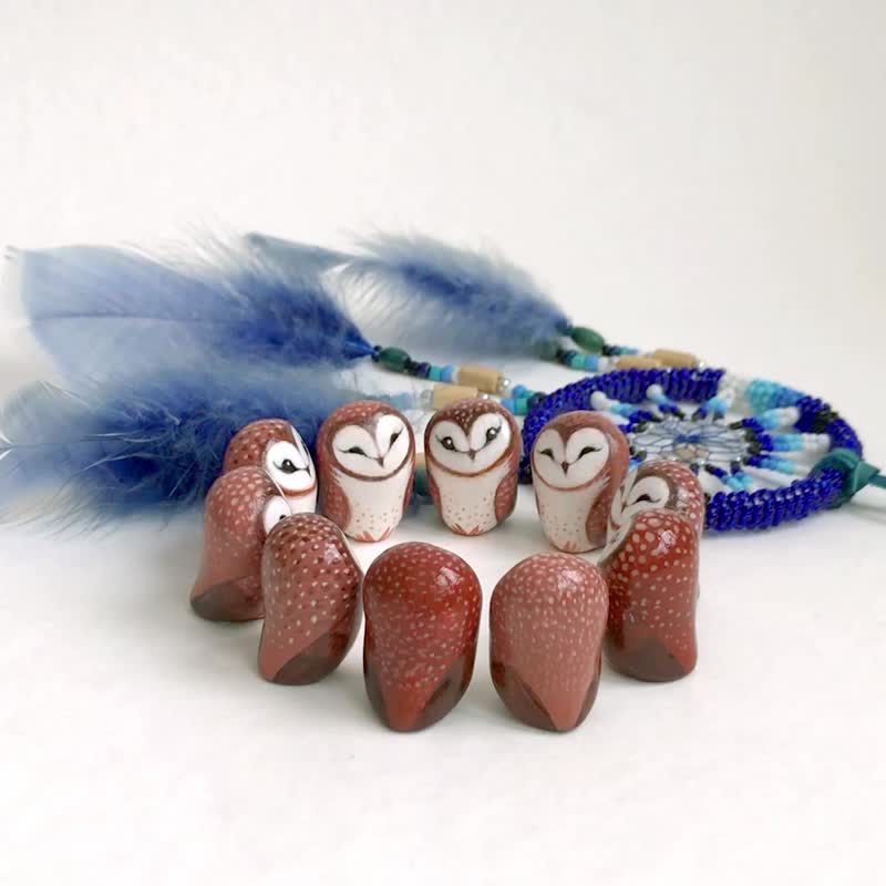 Barn Owl Figurine, Owl Gift Figurine, Cute Owl Sculpture - Stuffed Dolls & Figurines - Other Materials Brown