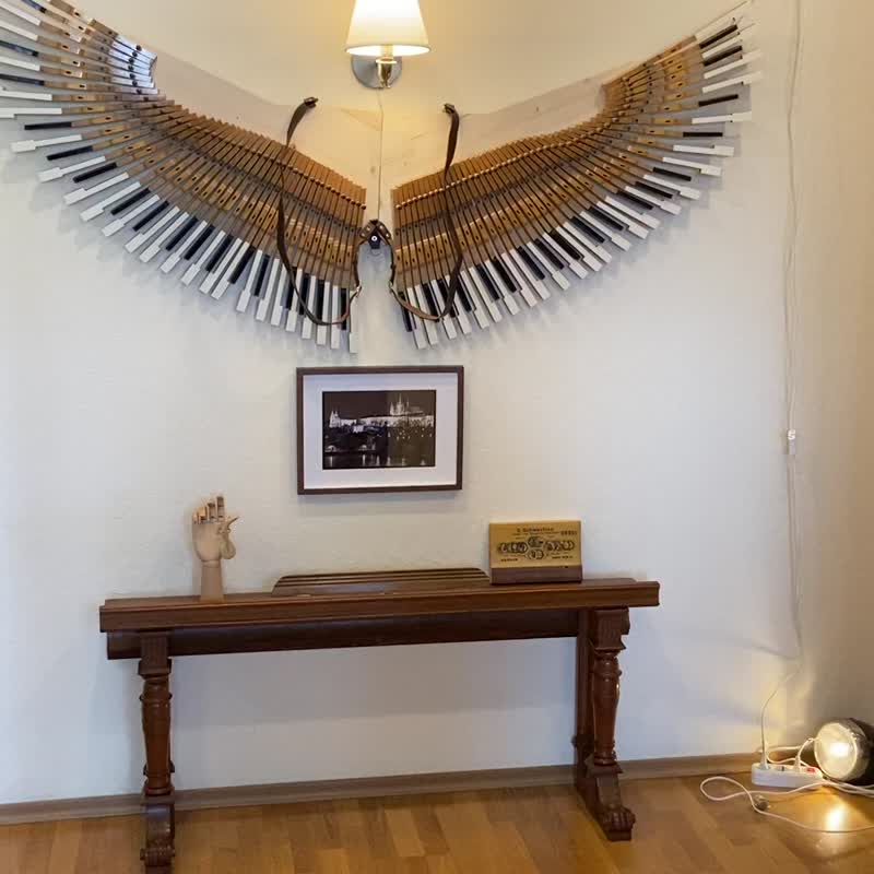ドイツのアンティークピアノを使用したピアノ棚（コンソール） - ウォールデコ・壁紙 - 木製 ブラウン