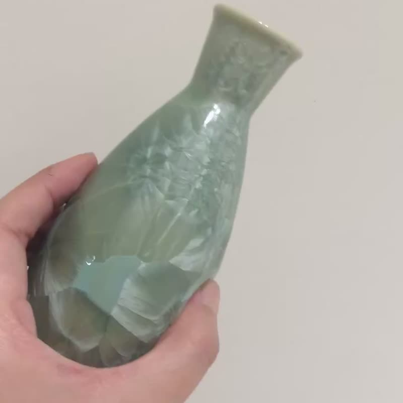 Made in Taiwan Crystal Flower Series Crystal Glazed Wine Set Sake Pot Sake Cup - Teapots & Teacups - Porcelain Green