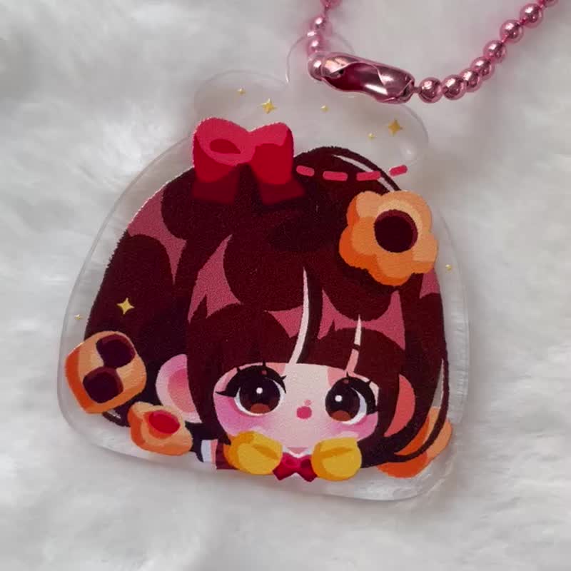 Choco Club Girls - Acrylic Keychain | Valentine gift | Cute Chibi School Girls - Charms - Acrylic Brown