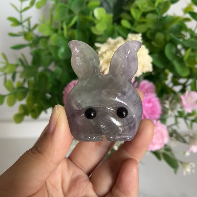 Lucky rabbit fluorite rabbit gathers wealth and fortune desktop ornaments desktop cute pet zodiac rabbit with opening - Items for Display - Crystal 