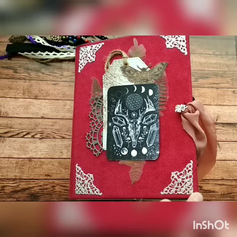 Huge witch grimoire Witch journal handmade spell book of shadow with bookmark - 筆記本/手帳 - 紙 紅色