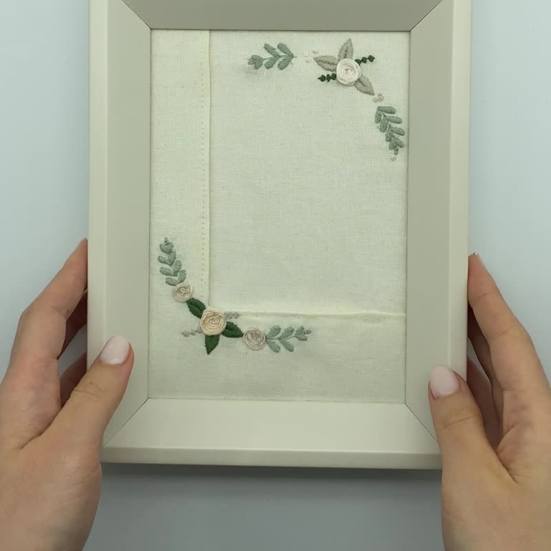 Floral Embroidery Frame-Customization Option Available - Picture Frames - Cotton & Hemp 