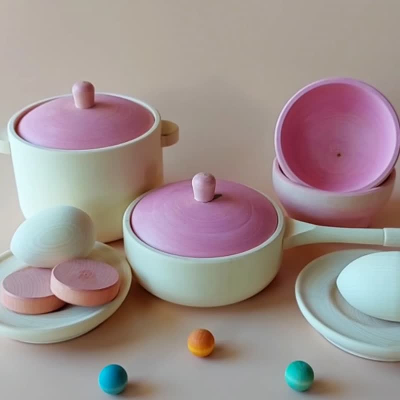 モンテッソーリの遊び用木製おもちゃキッチンおもちゃ - 知育玩具・ぬいぐるみ - 木製 ピンク