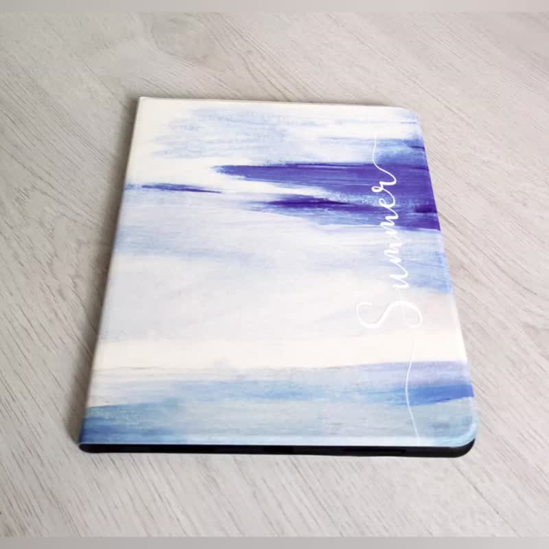 客製化禮物油畫藍加名 IPAD 筆槽翻蓋 保護套10代 Air 6 pro 13 - 手機殼/手機套 - 塑膠 多色