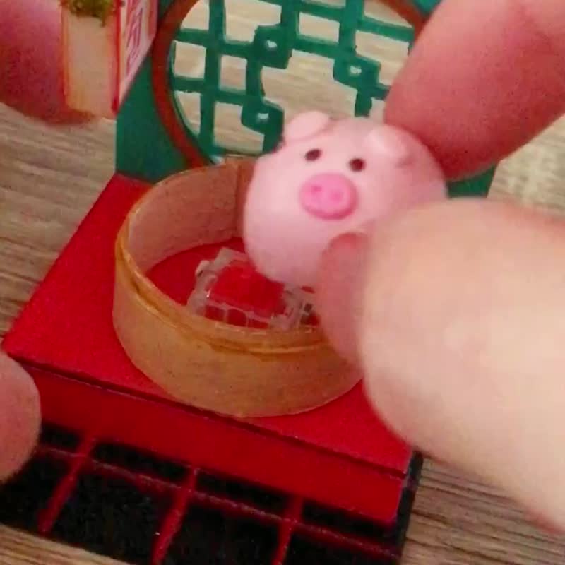豚まんキーキャップ【ディスプレイ付】 - PCアクセサリー - 粘土 ピンク