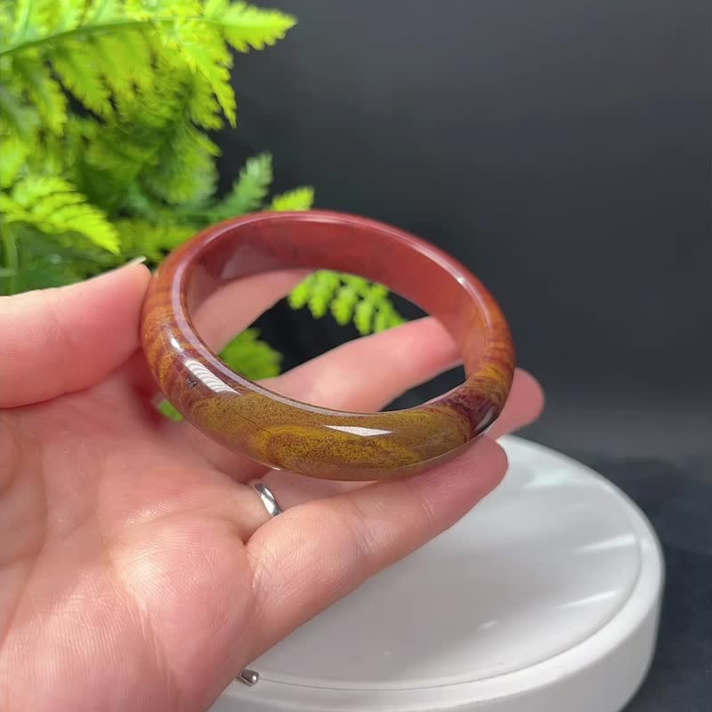 馬達加斯加海洋碧玉手鐲59MM 對稱天眼千層紋玉髓手環 心靈感悟 - 手鍊/手環 - 半寶石