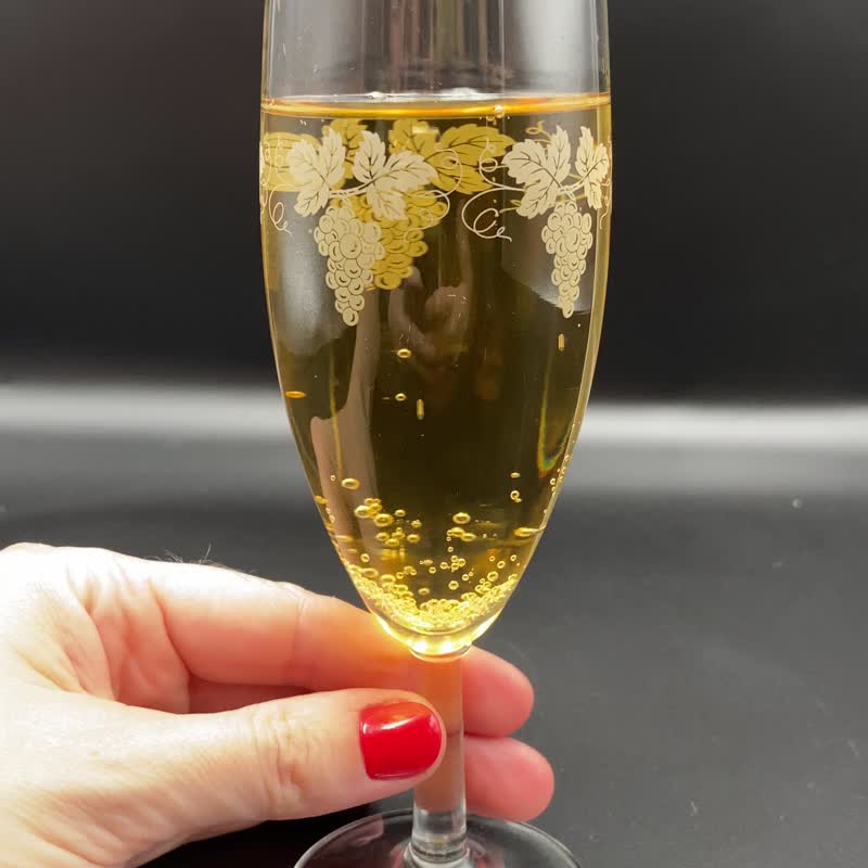 Champagne flutes set of 4 / Italian champagne glasses vintage - Beverage Holders & Bags - Glass Transparent