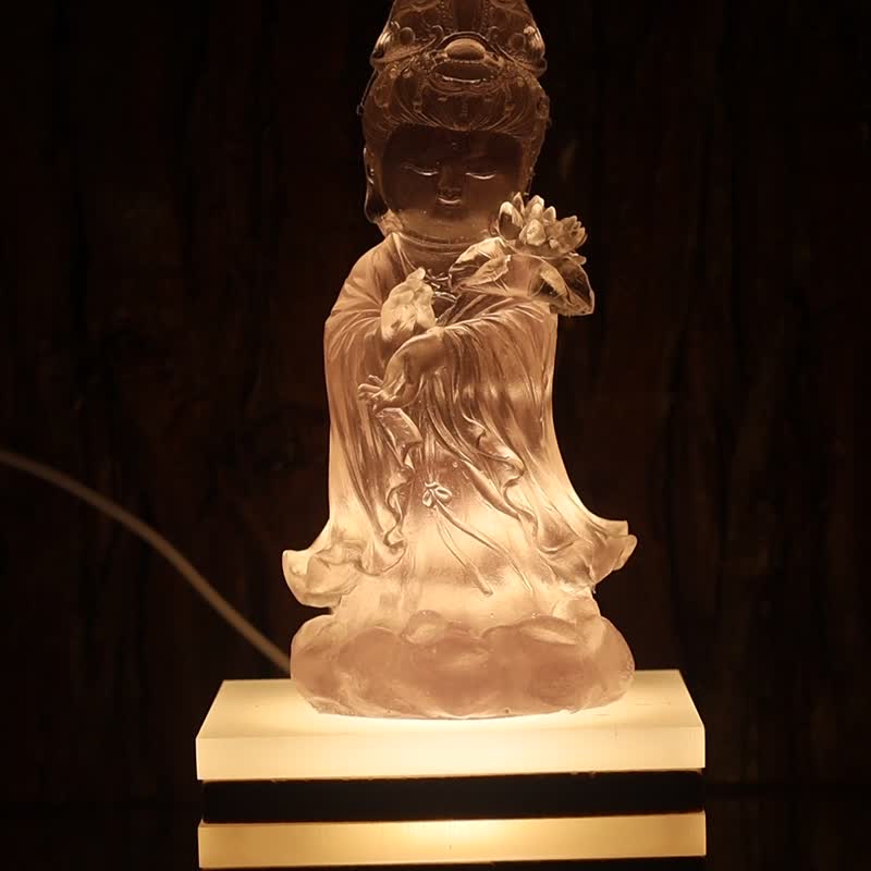 Mahāsthāmaprāpta Buddha with LED night lamp - Lighting - Resin 
