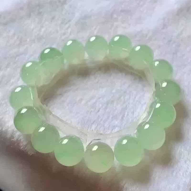 冰種翡翠天然翡翠 A玉 玉珠 玉鏈手鏈 • 冰種晴水翡翠手串 - 手鍊/手環 - 玉石 綠色