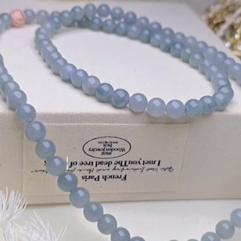 招財•貴人|藍紫飄藍花珠串|緬甸A貨翡翠項鍊 - 項鍊 - 玉石