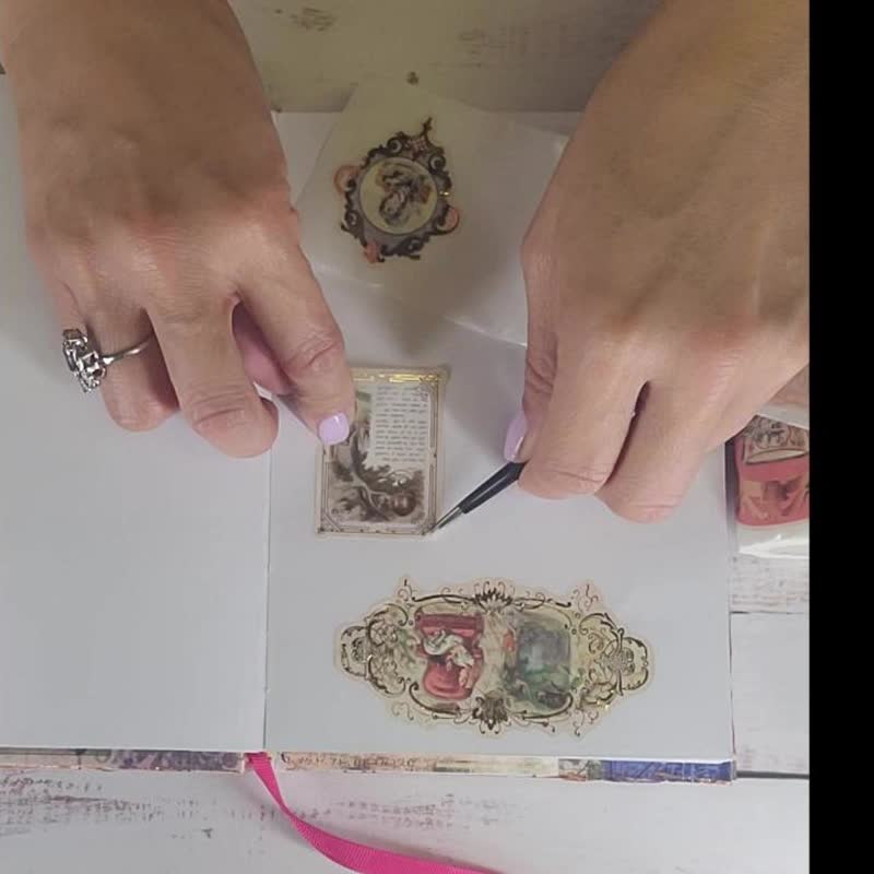ジェーン・オースティン ロマンチック ヴィンテージ エクストラワイド和紙テープ - マスキングテープ - 紙 ピンク