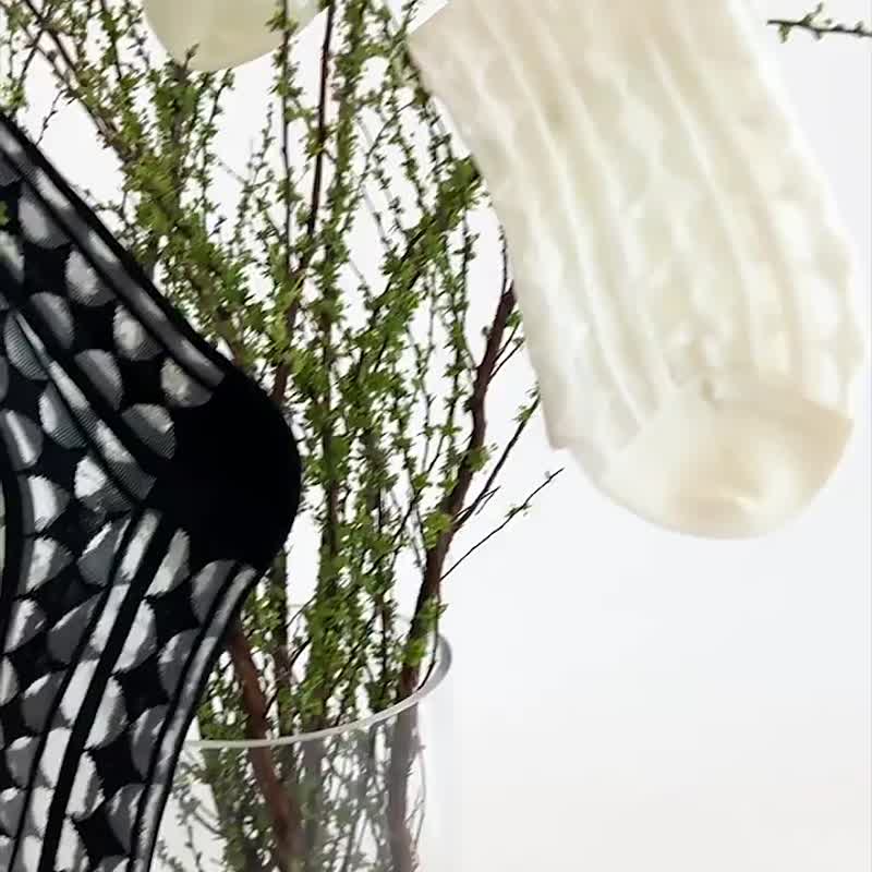 HM黑白水晶杯 女款中筒絲襪 2色可選 - 襪子 - 聚酯纖維 黑色