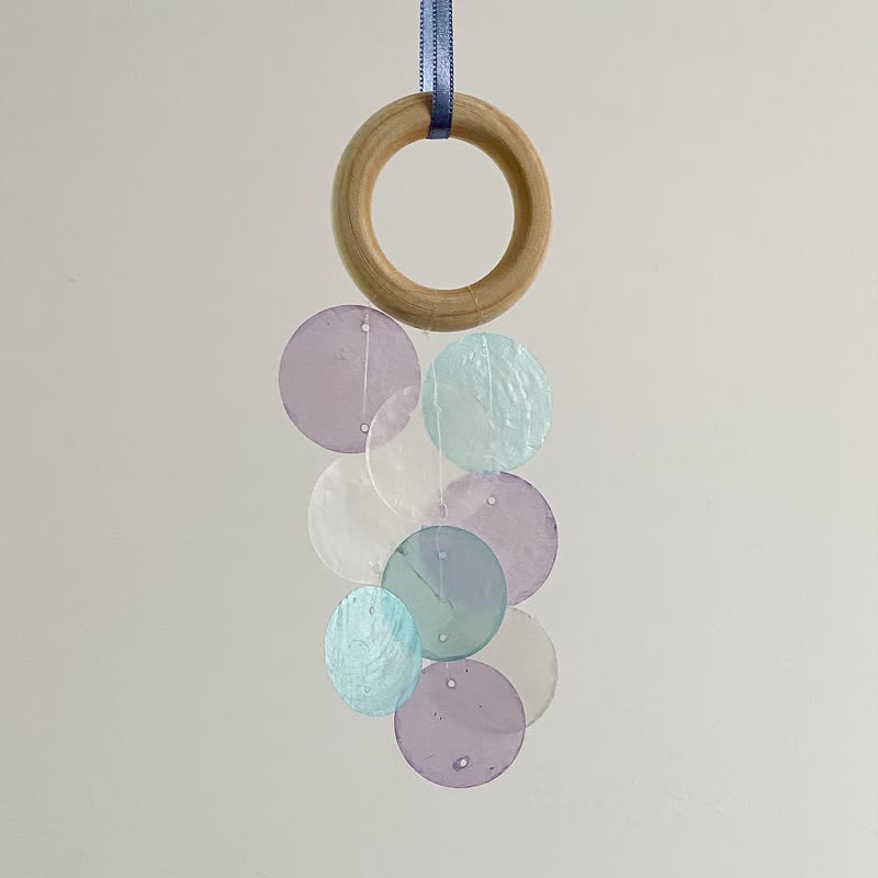 DIY-KIT| Italian stationery-Dawn Sky-Round |Shell Wind Chime Mobile|#0-459 - Other - Shell Purple