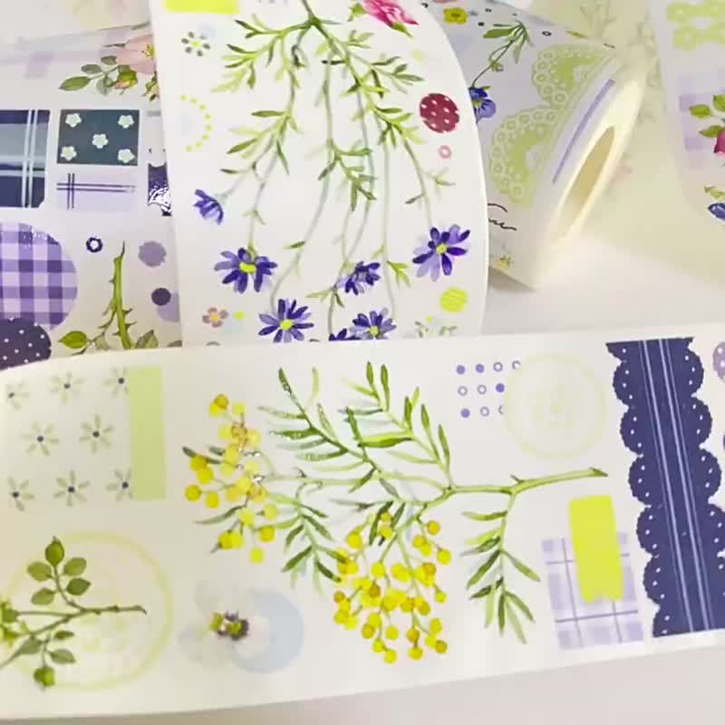 野バラ-PET和紙テープ春の新鮮な花DIYハンドブック日記手描き装飾素材 - マスキングテープ - 紙 多色