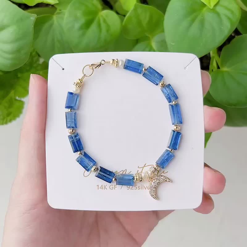 Long cut Stone bracelet crystal - Bracelets - Semi-Precious Stones Blue