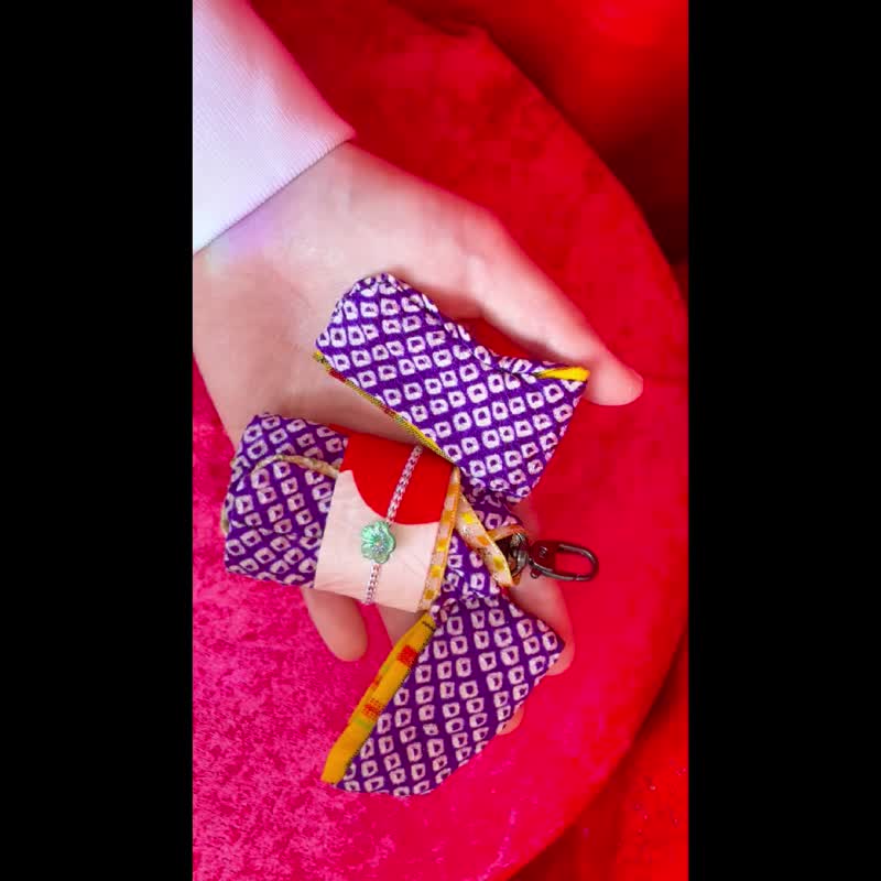 ミニチュア着物キーホルダー - 鑰匙圈/鑰匙包 - 絲．絹 紫色
