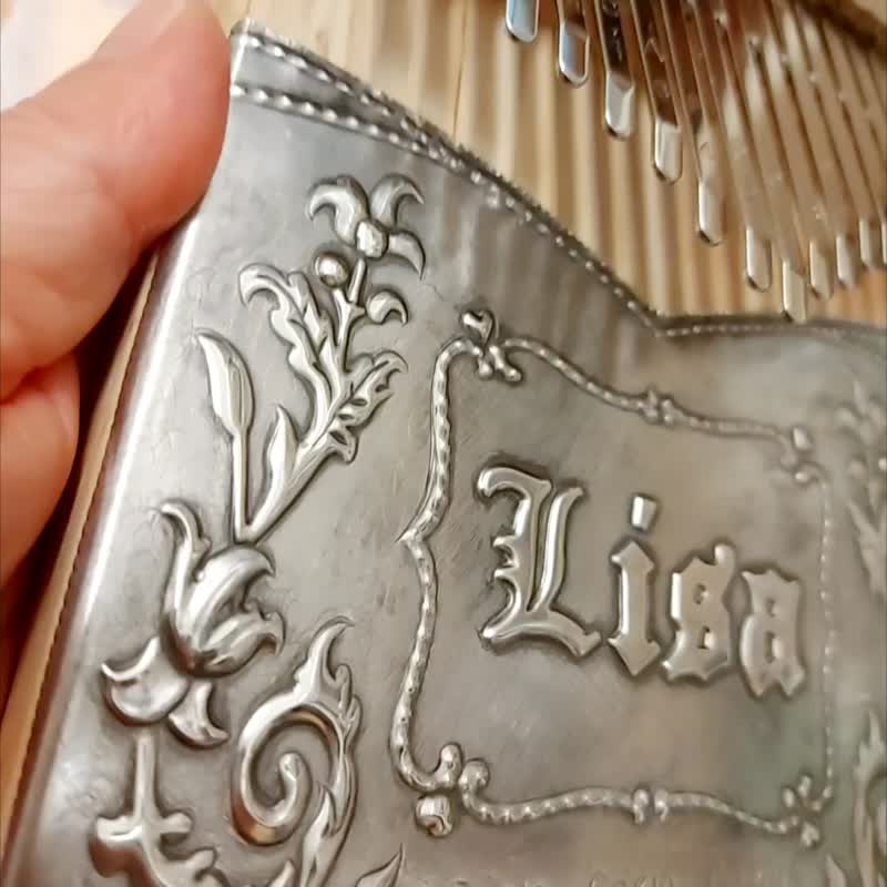 Double/Single Tin Carved Thumb Piano (Kalimba) Baroque Style Pattern Customized Text - Metalsmithing/Accessories - Other Materials 