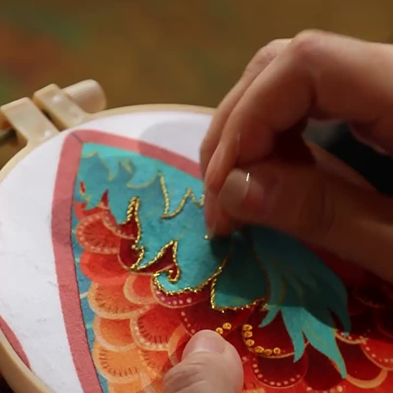 Dragon dumplings sachet embroidery hand diy kit pendant festival gift - Knitting, Embroidery, Felted Wool & Sewing - Cotton & Hemp 