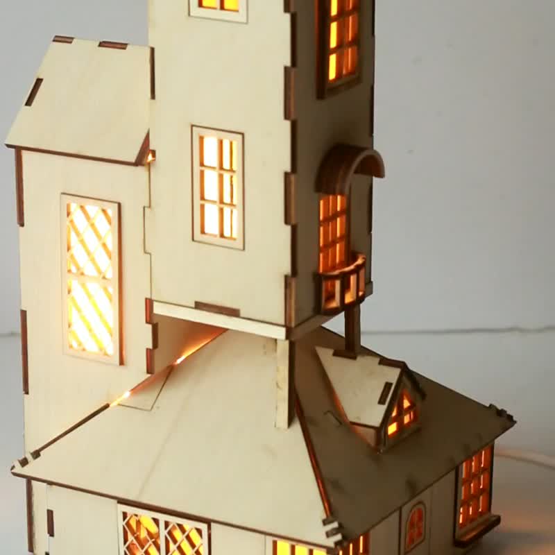 Burrow night light - laser cut file, Harry Potter gifts, DIY vector house - Lighting - Wood 