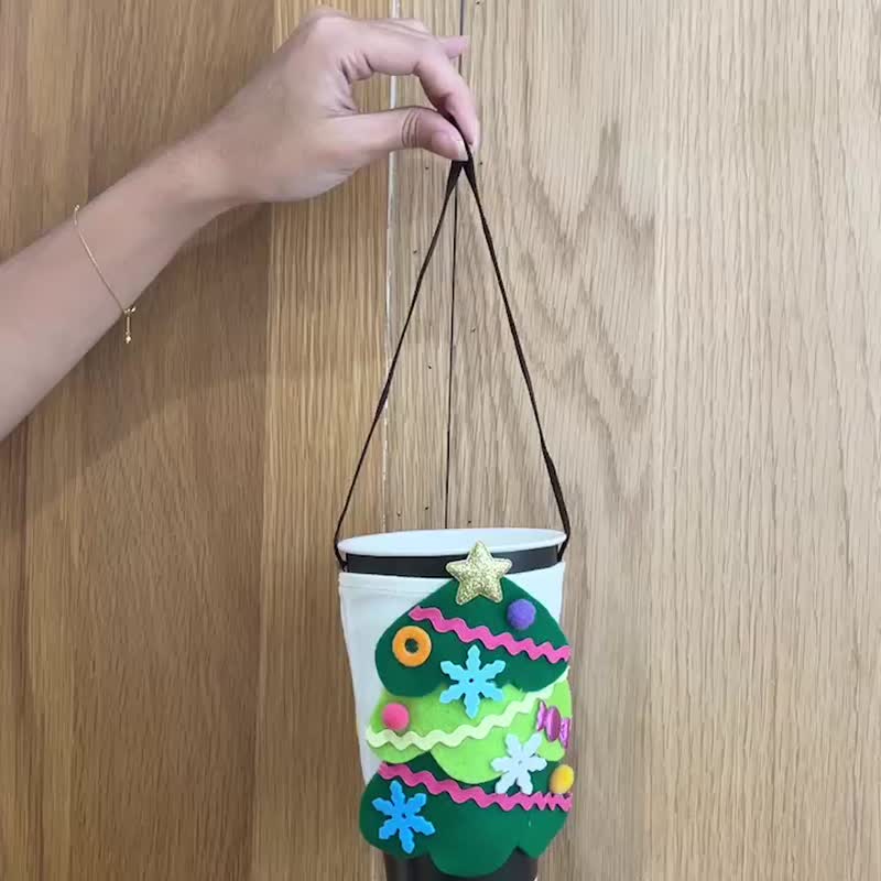 Hedoudou Christmas portable cup bag DIY Elk - Handbags & Totes - Cotton & Hemp Multicolor