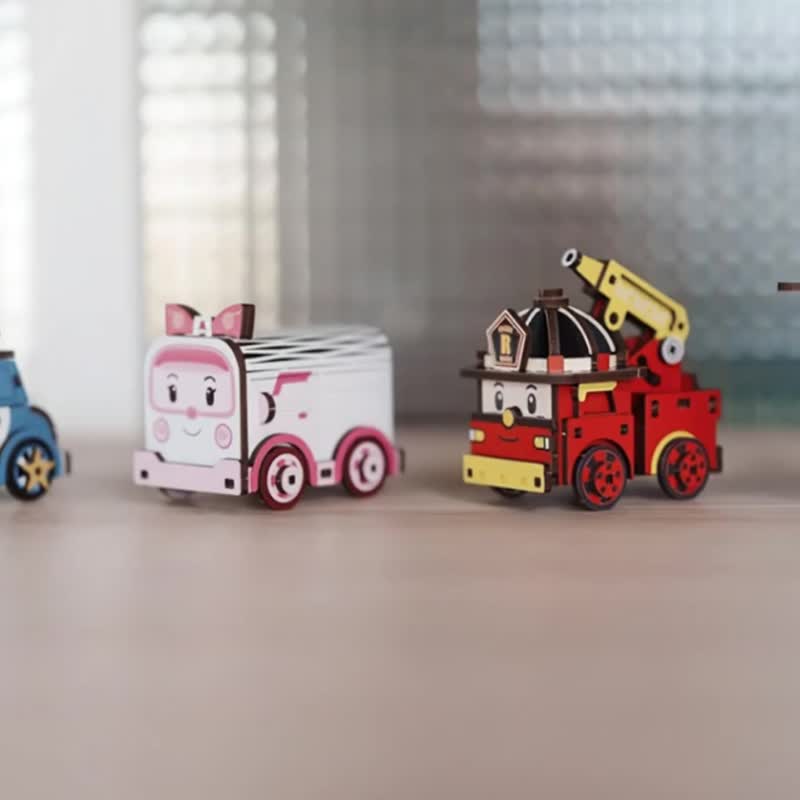 2025 文博會【 DIY 手作】 迷你拼拼車 救援小英雄 POLI官方授權 - 木工/竹藝/紙雕 - 木頭 藍色