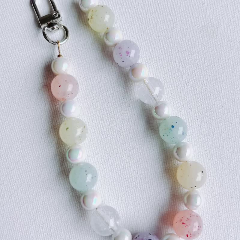 大理石大珍珠 手機背帶手機掛繩手機殼防摔鍊 - 手機配件 - 塑膠 多色