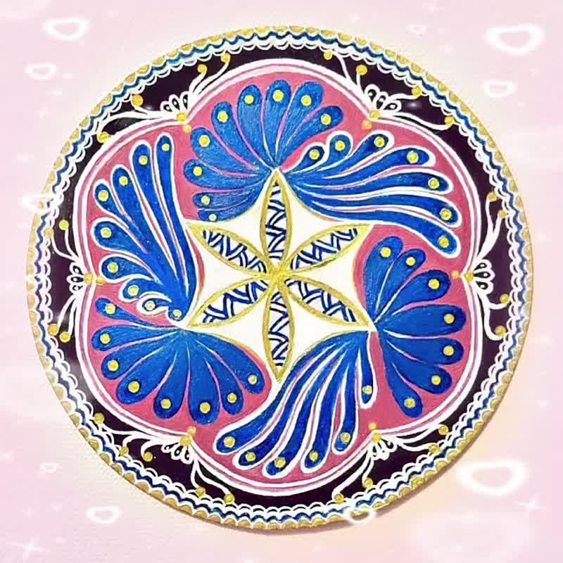 Miracle Yingge Ceramic Absorbent Coaster Joy Zen Flower of Life Mandala Hand Drawing Japanese Machine Color Printing - Items for Display - Other Materials Multicolor