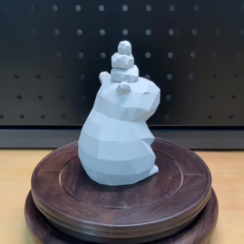 【水泥動物擺飾-卡皮巴拉】Low-poly / 清水模 / 桌上療癒 / 送禮 - 擺飾/家飾品 - 水泥 灰色