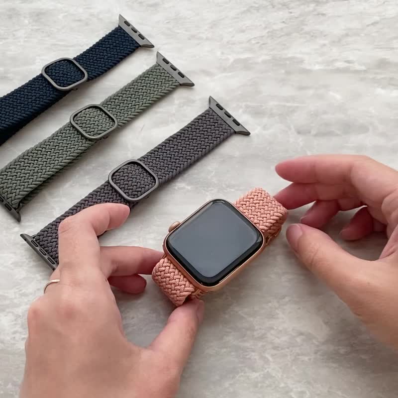 Apple Watch Aspen water-repellent high-elastic woven single-turn strap (4 colors) - Watchbands - Other Materials Multicolor