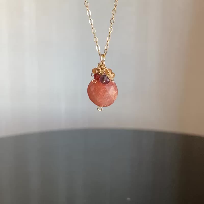 14KGF Sunstone Iolite Hesonite garnet Necklace / one-of-a-kind - Necklaces - Gemstone Orange
