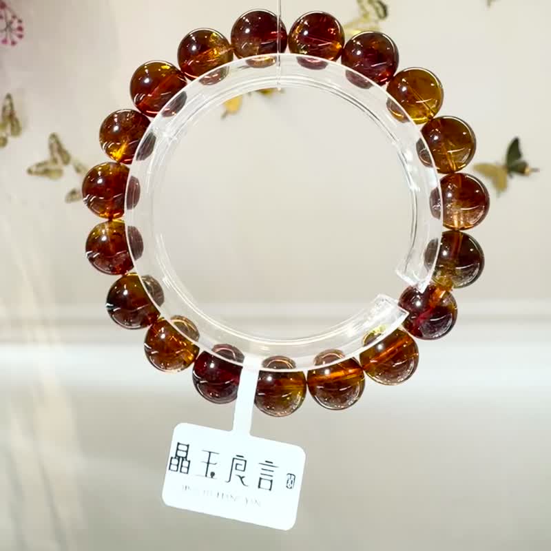 稀有金紅黃水晶水晶10.5mm31.33g主招財正財事業財運可打大證 - 手鍊/手環 - 水晶 黃色