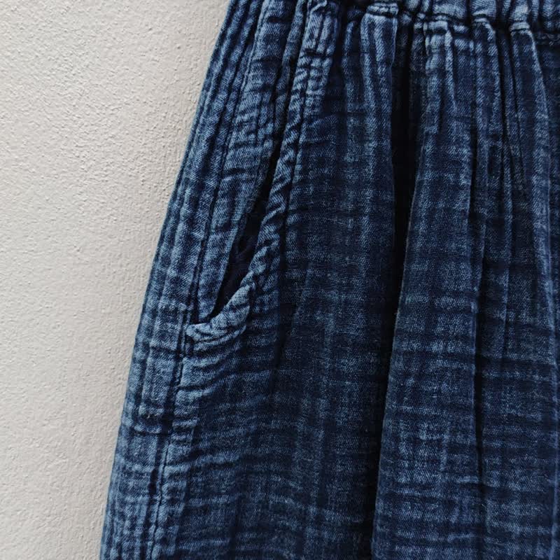 Salu Line - Stonewashed Wide Leg Pants - Women's Pants - Cotton & Hemp Blue