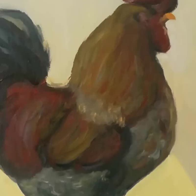 Rooster Painting | Farm Animal | Original Wall Art | Modern Farmhouse Decor 掛畫 - Posters - Cotton & Hemp Gold