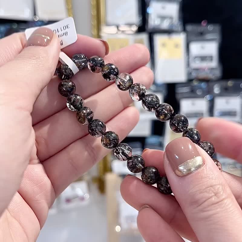 The top-quality American Herkimon Black Shining Crystal 8mm protects against nightmares and purifies seven rounds of meditation energy. - Bracelets - Crystal Black