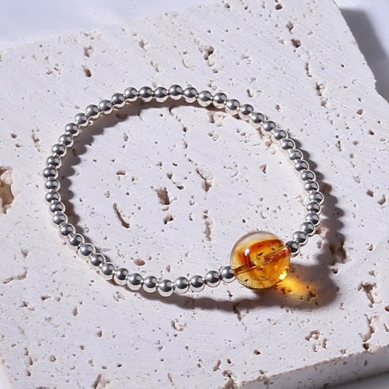 Lucky Planet | High-grade natural citrine | S925 sterling silver bead bracelet | Handmade mass sales - Bracelets - Crystal Yellow
