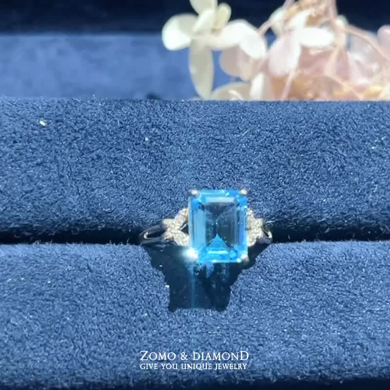 Natural sea blue topaz ring | With certificate | Adjustable ring circumference | Taichung store - General Rings - Semi-Precious Stones Blue