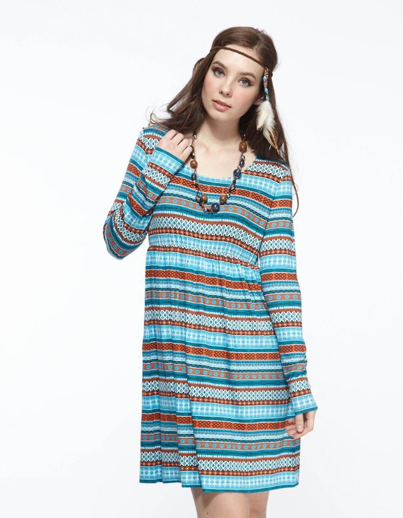 Refreshing Tasting Zone High Waist Stripe Print Dresses - ชุดเดรส - เส้นใยสังเคราะห์ หลากหลายสี