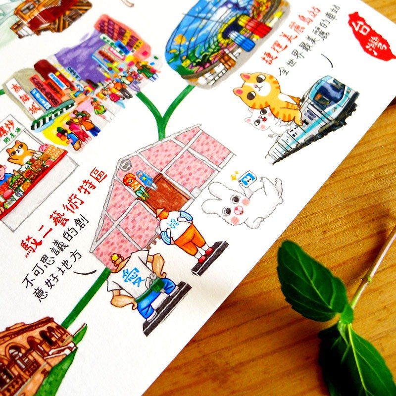 日高雄中国語版ポストカード（販売）台湾一日ツアー - カード・はがき - 紙 ホワイト