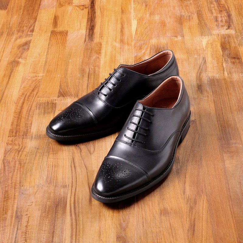 Vanger elegant beauty ‧ simple waxing Oxford shoes Va207 Black Taiwan - Men's Oxford Shoes - Genuine Leather Black