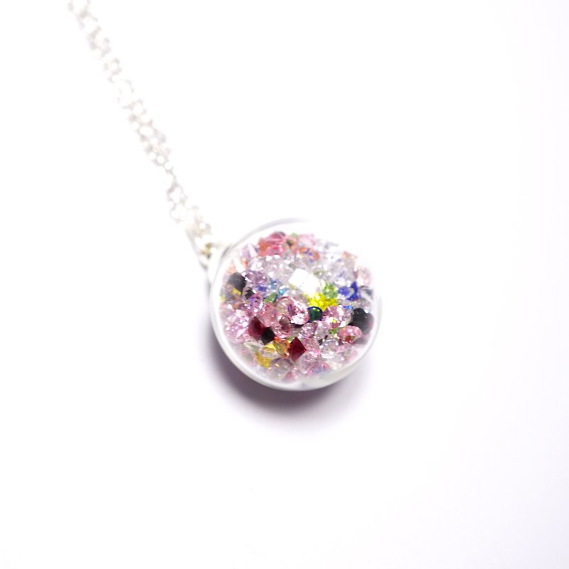 A Handmade Rainbow Seven Color Crystal Glass Ball Necklace - Chokers - Glass 
