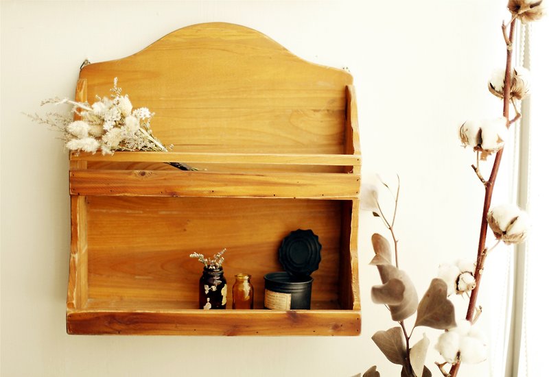 [Good day] Miscellaneous fetish double wooden wall rack / shelving - Storage - Wood Brown