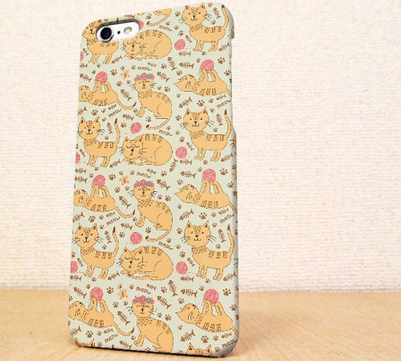 Free shipping ☆ iPhone case GALAXY case ☆ Seamless pattern of cats phone case - Phone Cases - Plastic Orange